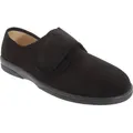 Sleepers Herren Arthur Hausschuhe / Pantoffeln mit Klettverschluss, besonders weit DF837 (43 EU) (Schwarz) - Schwarz - 43