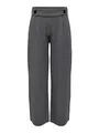 JDY Damen Jdygeggo New Long Pant JRS Noos Hose, Medium Grey Melange/Detail:Black Buttons, L / 30L EU
