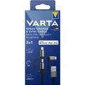 Varta Speed Charge & Sync Cable Micro USB, USB Type C & Lightning (2 m, USB 2.0, 12 W) (57937 101 111)