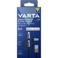 VARTA Speed Charge & Sync Kabel 3in1 USB A Type C Box Ladekabel