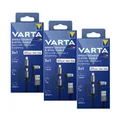 3x VARTA Speed Charge& Sync 3in1 Ladekabel Micro USB USB-C Lightning 2m iPhone