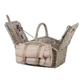 UNUS Picknick Set 2 Personen mit Picknickkorb mit integrierter Kühltasche, Picknickdecke 135x115 cm, Besteck und Geschirr, Korb in Grau, Decke in Beige
