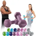 Miweba Sports Neopren Hantelset | 𝐏𝐫𝐨𝐟𝐢 Hantel - Hexagon Hanteln Set - Kurzhanteln - Kurzhantel Set - Gymnastikhanteln - Hantel Set - Dumbbell - 0,5-10 Kg (2X 2.0 kg, Lila)
