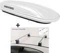 Dachbox VDPMAA320 320 Liter abschließbar weiß + Dachträger VDP Delta kompatibel mit für Mercedes E (W212) (4 Türer) 2009-2013