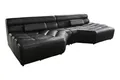 KAWOLA Big Sofa XXL Couch mega Sofa Ledersofa Tara Leder Vintage Wohnlandschaft mit Kissen Fernsehcouch große Sitzfläche 286x76x143cm (B/H/T) Farbe schwarz