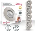 B.K.Licht LED Einbauleuchte 6er Set Einbaustrahler, Schwenkbar, Deckenspots, flache Spots, LED fest integriert, Warmweiß, 3.000K, 460Lm, 5W, Kunststoff, 9 x 2,4 cm, Nickel