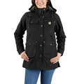 Carhartt Damen Jacke Relaxed Fit - Isolierte Baumwoll-Duck-Jacke mit Abnehmbarer Kapuze, Schwarz, XS