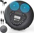 KLIM Speaker tragbarer CD-Player (Discman mit Kopfhörer, ideal fürs Auto, AUX, mit Lautsprecher)