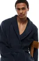 Tommy Hilfiger Herren Bademantel aus Baumwolle, Blau (Navy Blazer), L