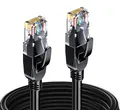 Elfcam - 18m Ethernet Kabel Cat 7 RJ45,STP 100% Kupfer, 10 Gbit/s 600 MHz, LAN Netzwerkkabel Rund Ø6,0mm, Kompatibel mit Router, PC, TV, Konsole – Schwarz