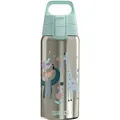 Sigg - Isolierte Trinkflasche Kinder - Shield Therm One Jungle - Kohlensäuregeeignet - Auslaufsicher - Spülmaschinenfest - BPA-frei - 90% recycelter Edelstahl - Brushed & Hellblau mit Tieren - 0,5L
