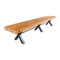 Riess Ambiente Massive Sitzbank Thor - 240cm - Vintage braun - recyceltes Pinienholz - schwarz Metall X-Gestell