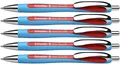 Schneider 132502 Slider Rave XB Kugelschreiber (Weiches Schreiben ohne Kratzen für lange Texte in Schule, Uni und Beruf) 5 Stück, Blau-Rot, Tinte: Rot