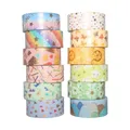 12 Rollen Washi Tape, Masking Tape Set Goldfolie Blume Dekoratives Klebeband ...