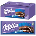Milka OREO Schokoladentafel – 12 x 300 g – Großtafel, Zarte Milka Alpenmilch Schokolade mit knusprigem OREO Keks