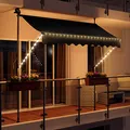 Swing & Harmonie LED - Markise mit Kurbel Klemmmarkise Balkonmarkise mit Beleuchtung und Solarmodul Fallarm Markise Sonnenschutz Terrasse Balkon (200x150, anthrazit)