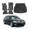 OMAC Fußmatten & Kofferraumwanne Set kompatibel mit Mercedes C Klasse W204 2007-2015 Gummi 5X