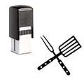 Bonuskartenstempel mit Motiv Grillbesteck - Imbiss Stempel inkl. Stempelkissen für Bonuskarte Rabattkarte Kundenkarte 10 x 10 mm