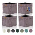 Lycce Kallax Boxen Cordstoff 4er Set | faltbare Aufbewahrungsboxen 33 x 33 x H31 cm mit abnehmbarem Cordbezug waschbar | Ordnungsboxen passend für Kallax Regal | altrosa