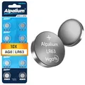 Alpalium AG0 LR63 Alkaline Knopfzelle Batterien 10er Pack - 1.5V Ohne Quecksilber, Premium Qualität & Lange Lagerfähigkeit