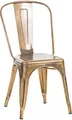 CLP Stapelstuhl Metall mit Lehne Benedikt, Bistrostuhl stapelbar für Gastronomie und Küche, Design-Stuhl robust belastbar bis 200 kg Farbe Gold