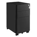 SONGMICS Rollcontainer, Aktenschrank, Büroschrank mit Rollen, Schreibtisch, Unterschrank, abschließbar, Schubladen, Dokumente in DIN-A4-, Legal-, Letter-Format, Hängeregistratur, schwarz OFC030B01