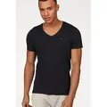 Tommy Jeans T-Shirt TJM ORIGINAL JERSEY V NECK TEE mit V-Ausschnitt und dezenter Logo-Flag schwarz M (48)