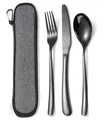 Besteck Set für 1 Person, Besteck To Go Edelstahl, 3 Teilig Outdoor Camping