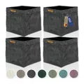 Lycce Kallax Boxen Cordstoff 4er Set | faltbare Aufbewahrungsboxen 33 x 33 x H31 cm mit abnehmbarem Cordbezug waschbar | Ordnungsboxen passend für Kallax Regal | dunkelgrau