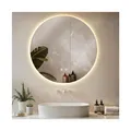 tectake Runder LED Badezimmerspiegel, rahmenloses Design in 3 Größen, Touchbedienung mit Memoryfunktion, inklusive Spiegelheizung