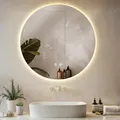 tectake® runder Badezimmerspiegel mit Beleuchtung, Badspiegel, 3 Lichtfarben, LED Spiegel dimmbar, Badezimmer Spiegel mit Touch Schalter und Memory Funktion, beschlagfrei - 80 x 80 cm