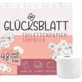 Glücksblatt Toilettenpapier SAMTWEICH, 4-lagig, 48 Rollen x 130 Blatt, 100% Zellstoff, superweiches Klopapier mit Glücks-Prägung