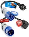 feletec 2x CEE-Stecker auf Schuko-Kupplung Schuko-Stecker auf CEE-Steckdose CEE-Adapterkabel