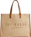 Ted Baker Shopper Schultertasche Pallmer Faux Raffia Large Icon Bag Taupe hellbraun