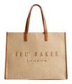 Ted Baker Pallmer Faux Raffia Large Icon Bag Shopper Tasche Taupe hellbraun Neu