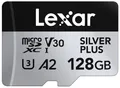 Lexar Silver Plus Micro SD Karte 128GB, Bis zu 205 MB/s Lesegeschwindigkeit, 150MB/s Schreibgeschwindigkeit, Speicherkarte Micro SD mit SD Adapter, UHS-I, A2, U3, V30, Klasse 10, 4K UHD microSDXC