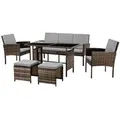 SVITA DENVER Polyrattan Gartenmöbel Set Essgruppe Lounge Esstisch Braun - Braun