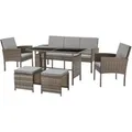 Svita Denver Polyrattan Gartenmöbel Set Essgruppe Lounge Esstisch Braun