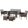 SVITA DENVER Sitzgruppe Polyratten-Lounge Garten-Lounge Sitzgruppe Rattan Braun