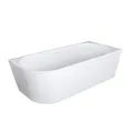 Aloni Halbfreistehende Eckbadewanne 180 x 80 cm rechts, Acryl Badewanne mit Mittelablauf, Vorwandbadewanne, Raumsparbadewanne für Eckmontage, freistehende Wanne modern, Weiß