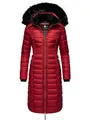 Navahoo Damen Wintermantel Warmer Steppmantel lang mit Kapuze Umay Dark Red Gr. L