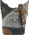 Damen Tasche Umhängetasche, Handtasche aus Canvas & Leder. Nachhaltige Produkte, Groß Vintage, Schultertasche, Segeltuch Crossbody