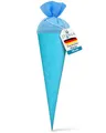 itenga Bastelschultüte Schultütenrohling Zuckertüte Schultüte 70cm rund mit und ohne Filzverschluss (Hellbau mit Filzverschluss)