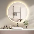 HOKO LED Wandspiegel Rund 60 cm Anti-fog Uhr Modernes Design Touch-Schalter & Warmweiß/Kaltweiß - Transparent