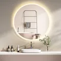 HOKO Badspiegel LED Antibeschlag Rund 60cm mit digital Uhr, mit LED Wechsel 2700-6500K (Warmweiß - Kaltweiß - Neutral). Licht mit Touch Schalter und mit Wandschalter einschaltbar. Memory-Funktion