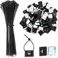 Kabelbinder Klebesockel Set Kabelbinder Halter Selbstklebend Schwarz 200 Stück