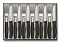 Victorinox Classic, Profi Tafelbesteck, 12-teilig, Extra Scharfe Klinge, Wellenschliff, 11 cm, Rostfreier Stahl, schwarz