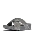Fitflop Damen Lulu Crinkled-shimmer Cross SlidesSlide Sandalen, Silberfarben, 36 EU