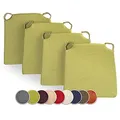 sunnypillow 4er Set Stuhlkissen mit Klettverschluss Polsterauflage Auflage für Stühle - Indoor/Outdoor - Sitzkissen Sitzauflage - Maße: 42 (vorne) | 35 (hinten) x 40 x 5 cm - Grün