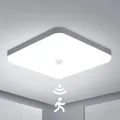 30W Led Deckenlampen mit Bewegungsmelder Innen, 25 cm Deckenleuchten Kaltweiß 6500K Deckenbeleuchtung, IP56 Wasserdicht für Flur Treppenhaus Diele, Ceiling Light Motion Sensor